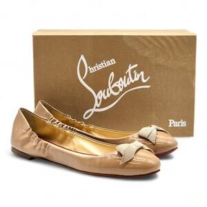 Christian Louboutin Gloriana Patent Leather Ballet Flats Nude EU 41 US 10.5